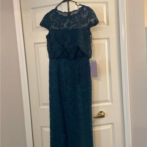 JS Collections Teal Lace Maxi Dress